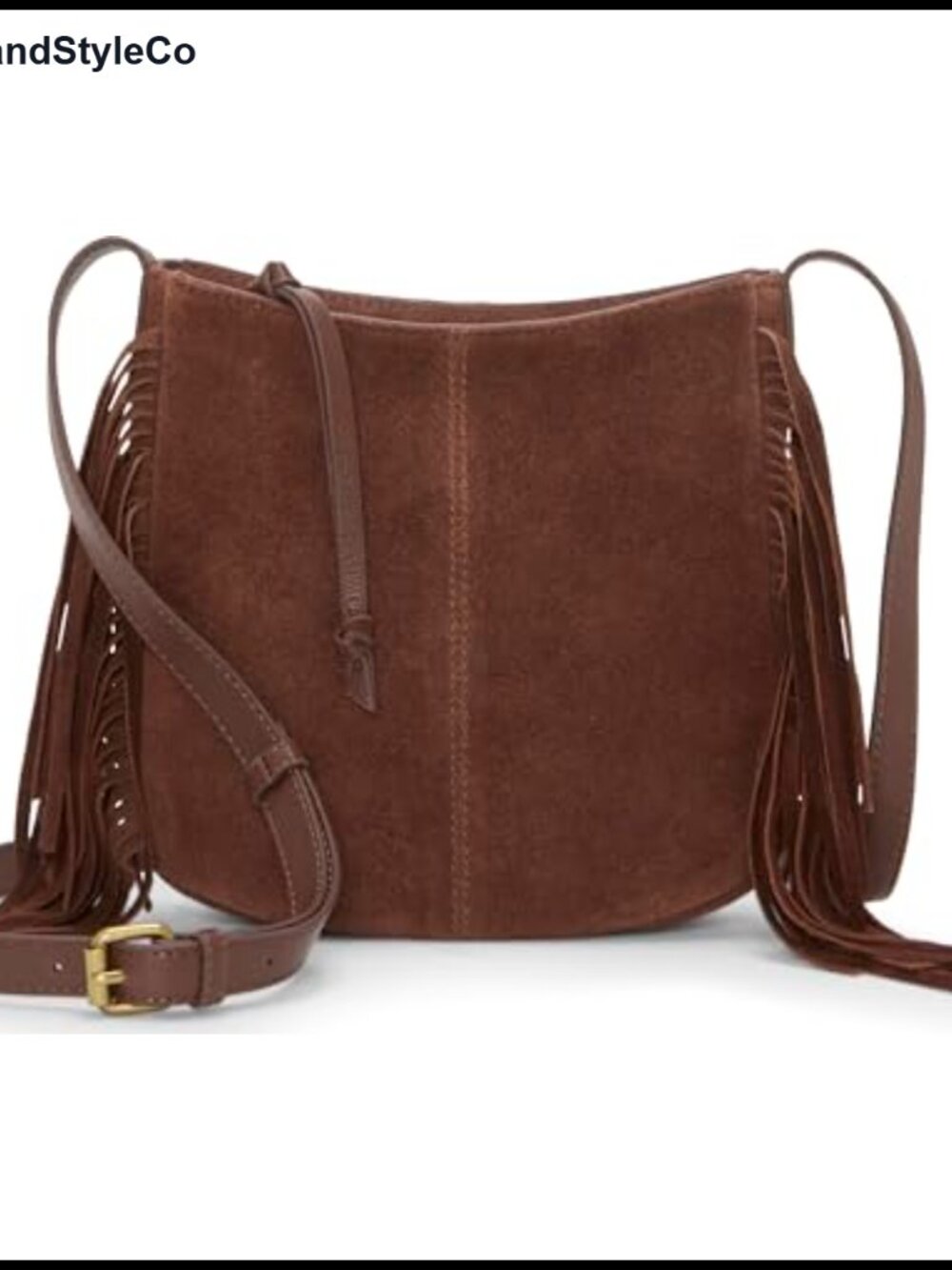 Suede Fringe Crossbody Bag Zipper Closure